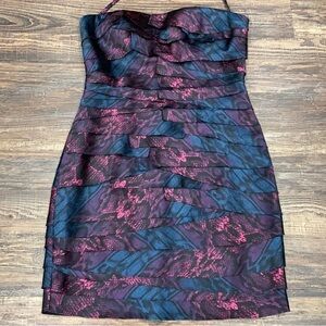 Bebe layered Dress snakeskin animal print strapless